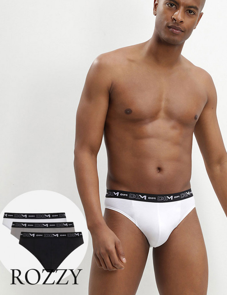 Трусы слипы мужские DIM 6595/3 белый/серый/черный (уп.3шт.)