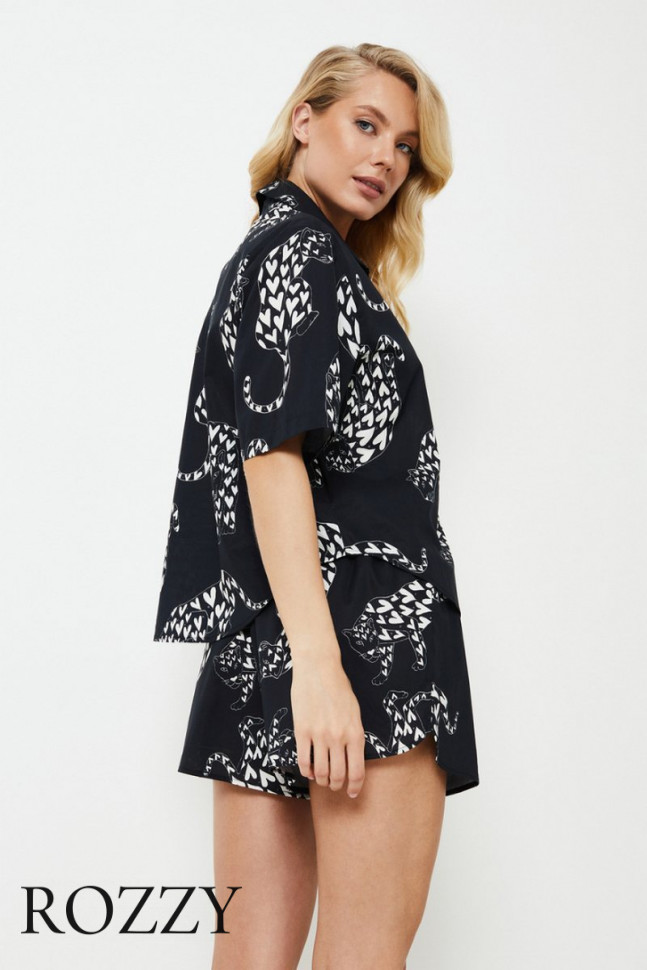 Пижама хлопковая Aruelle Tamisha черный/белый