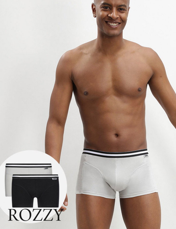 Трусы шорты мужские DIM 6578/2 черный/серый (уп.2шт.)