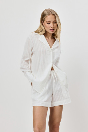 Костюм домашний хлопковый с шортами Aruelle Elara Set слоновая кость