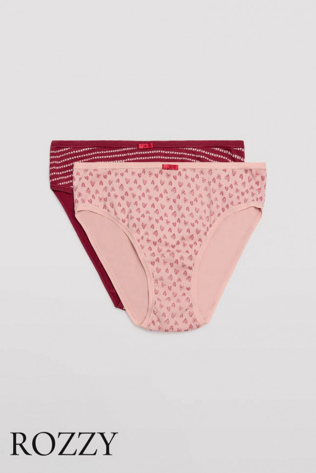 Трусы слипы хлопковые Ysabel Mora 19011 светло-розовый/бордовый (уп.2шт.)