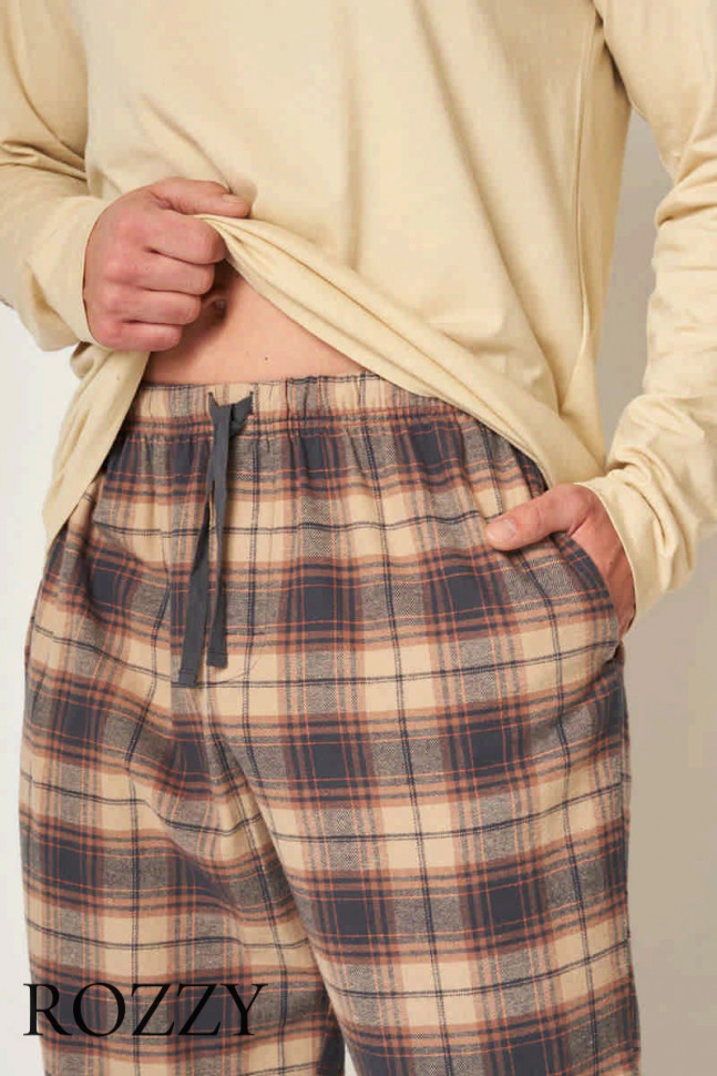 Пижама мужская Key MNS 403 бежевый/серый