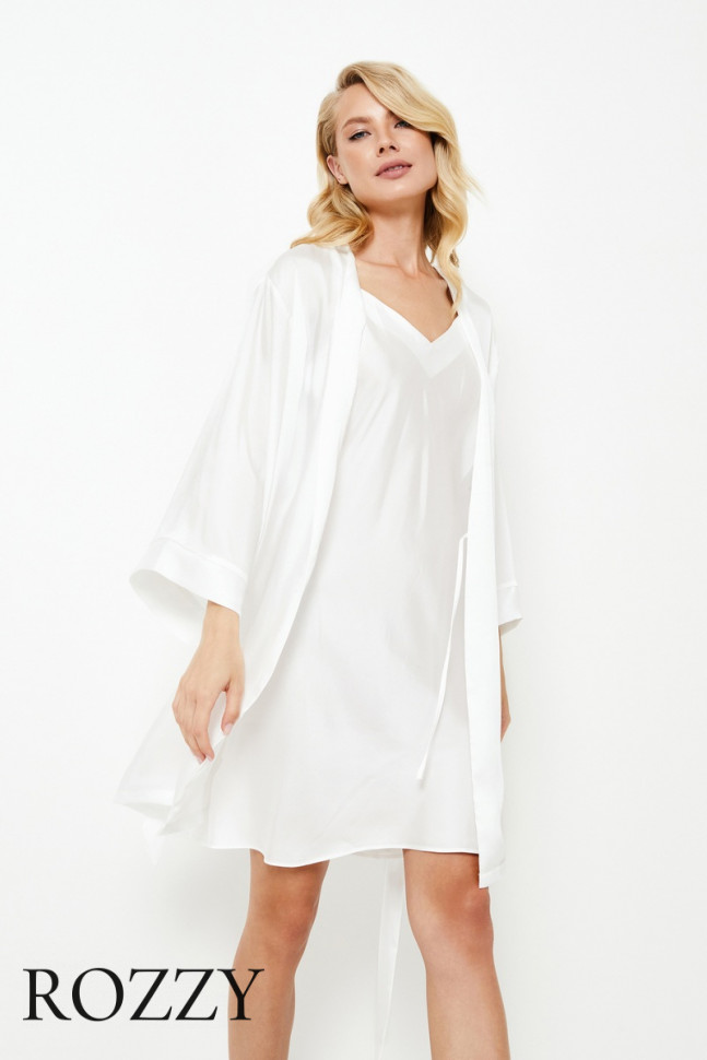 Халат атласный Aruelle Diara белый