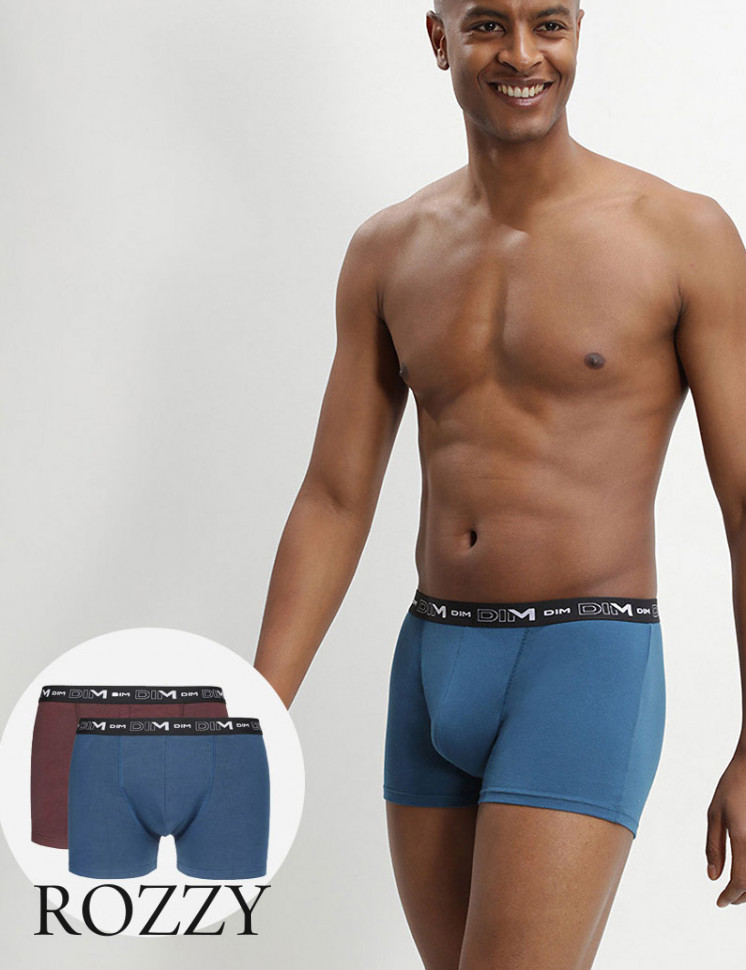 Трусы шорты мужские DIM 6596/2 коричневый/синий (уп.2шт.)