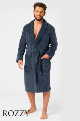 Халат мужской флисовый Key MGL 255 темно-синий