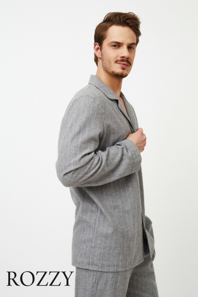 Пижама мужская фланелевая Aruelle Carl серый