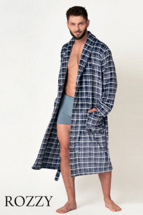 Халат мужской флисовый Key MGL 432 темно-синий