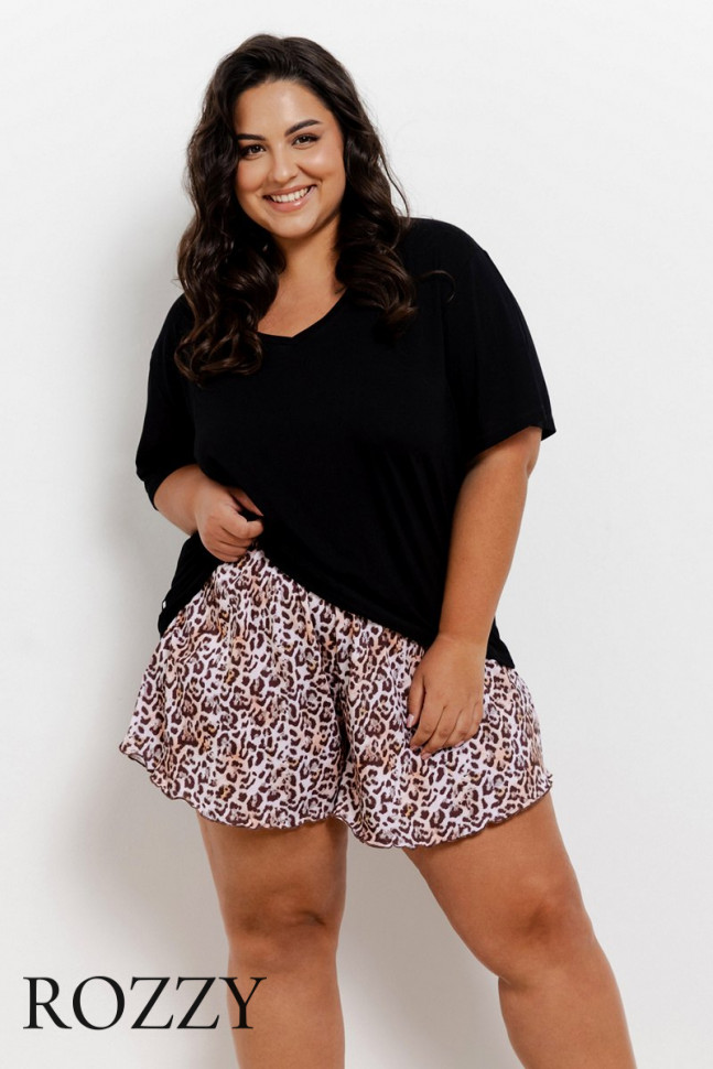 Пижама хлопковая Taro Esti Maxi 3319/3360 черный/леопардовый