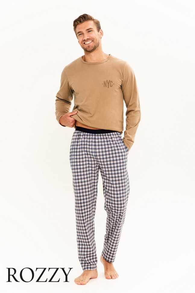 Пижама мужская Taro Rob 3298 бежевый/серый