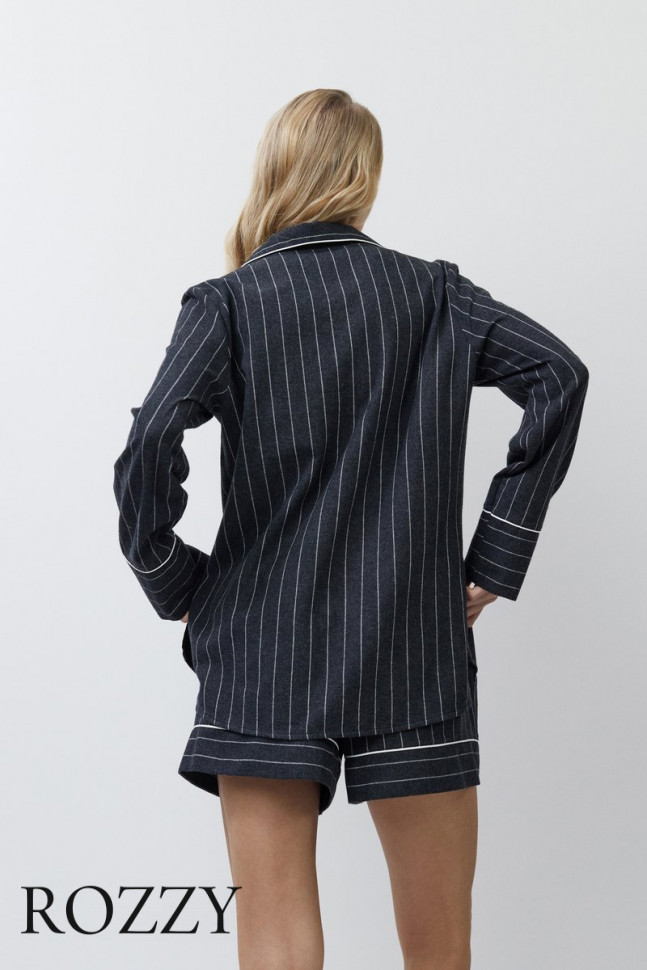 Пижама фланелевая с шортами Aruelle Casey графитовый