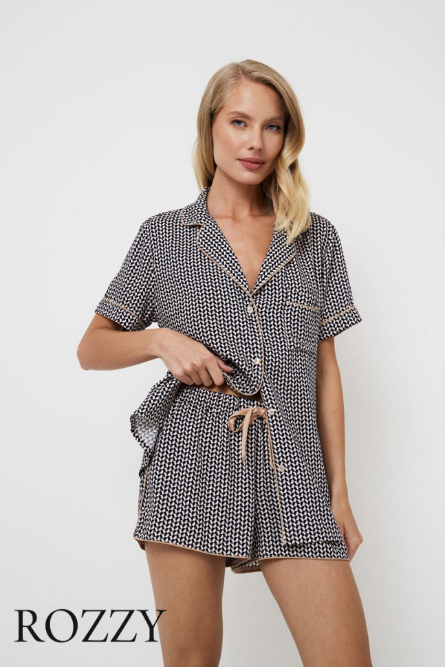 Пижама вискозная с шортами Aruelle Isolda графитовый