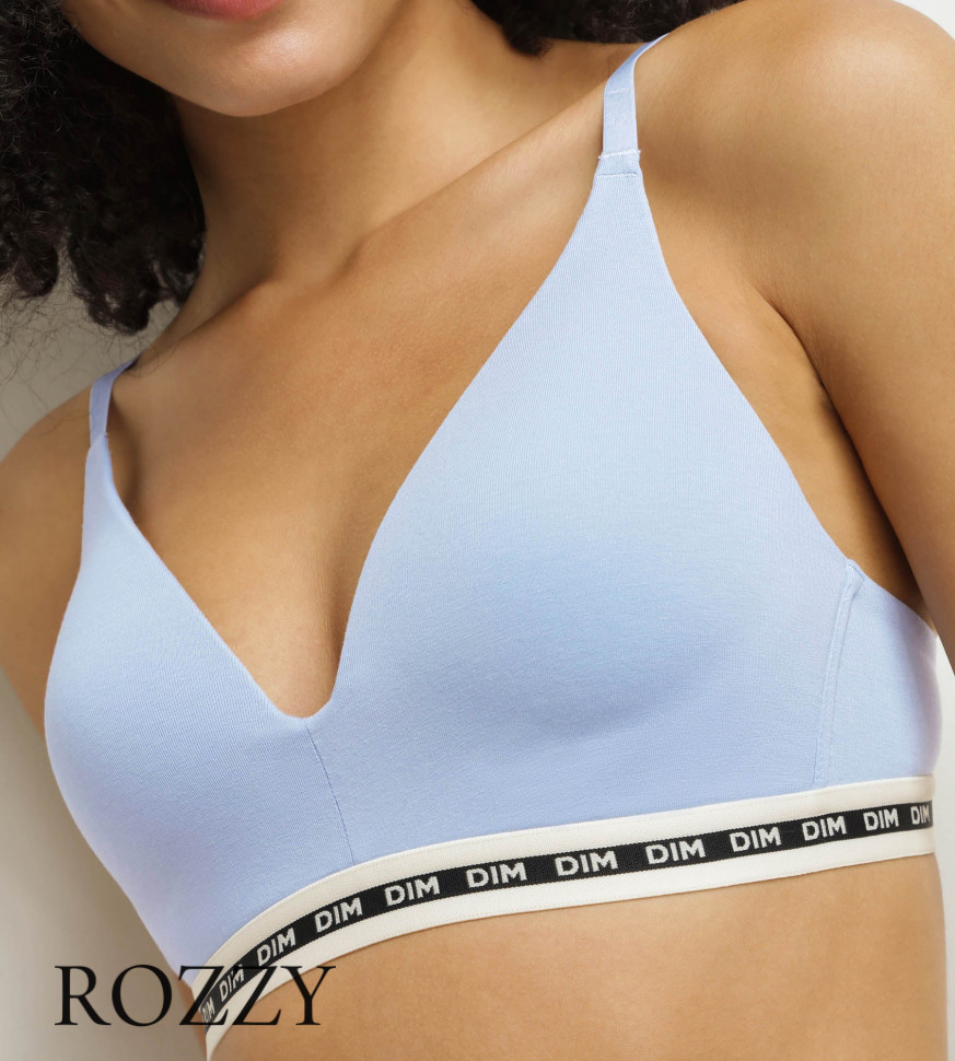 Бюстгальтер без косточек хлопковый DIM Icons Seamless 0DCQ лазурно-голубой