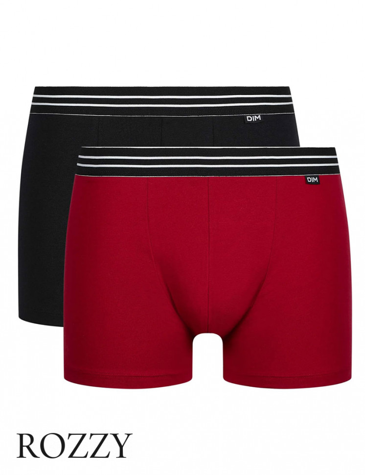 Трусы шорты мужские DIM 6578/2 красный/черный (уп.2шт.)