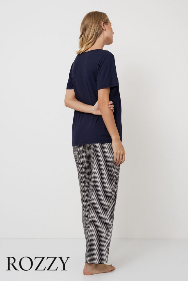 Пижама вискозная Aruelle Isobell темно-синий/графитовый