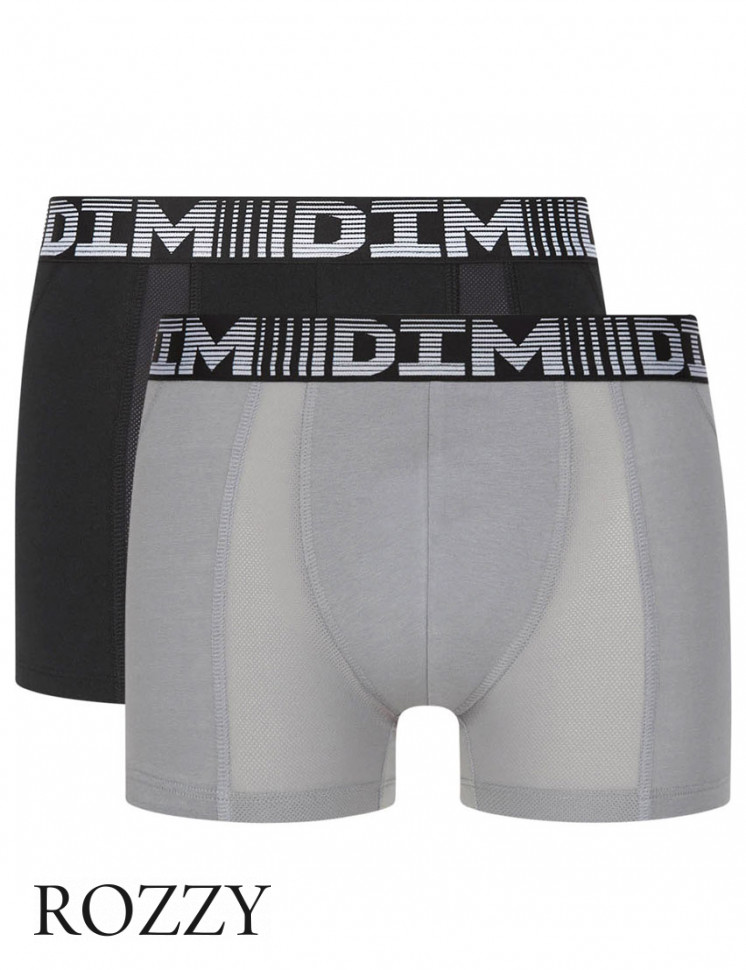 Трусы шорты мужские DIM 01N1 черный/серый (уп.2шт.)