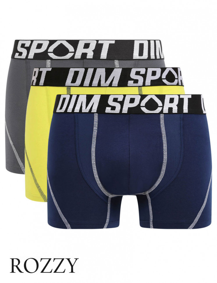 Трусы шорты мужские DIM 08EX серый/синий/зеленый (уп.3шт.)