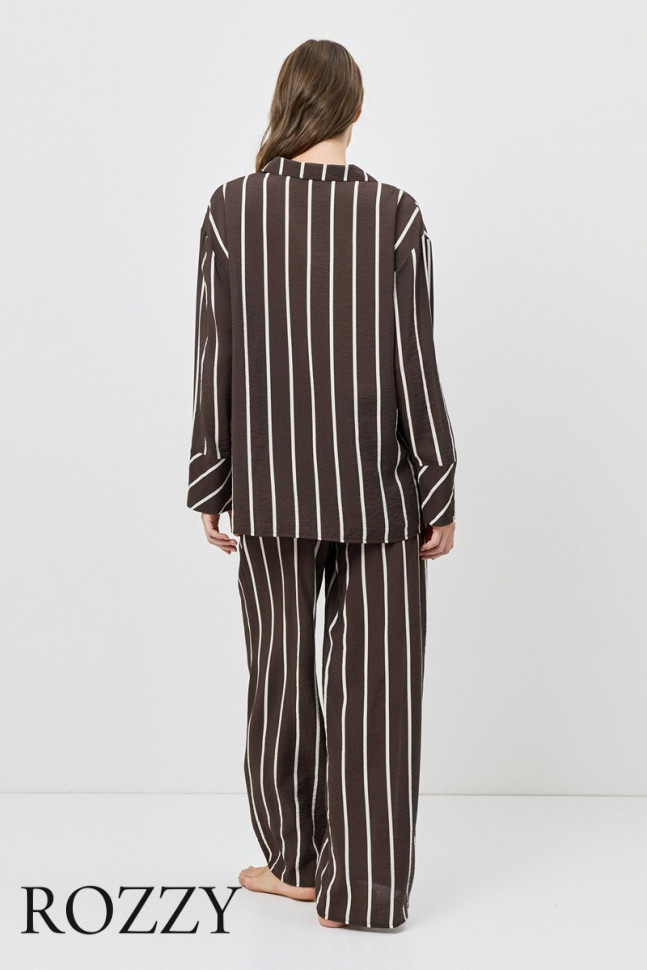 Пижама вискозная Aruelle Cedar Set шоколадный/молочный