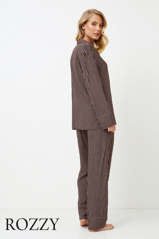 Пижама вискозная Aruelle Margot шоколадный/светло-розовый