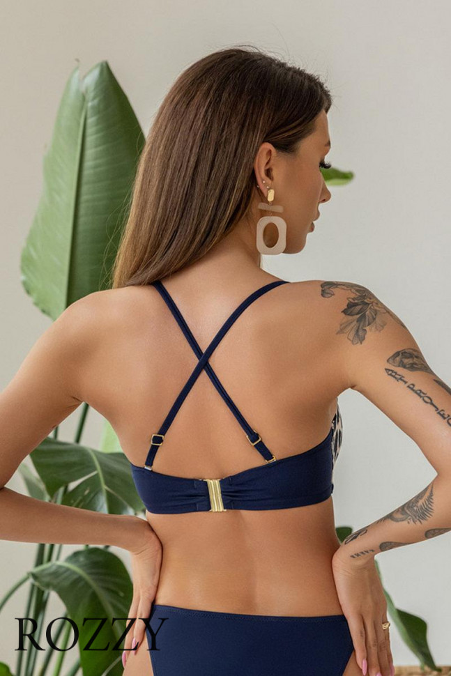 Бюстгальтер бандо купальный Kris Line Santorini темно-синий/белый