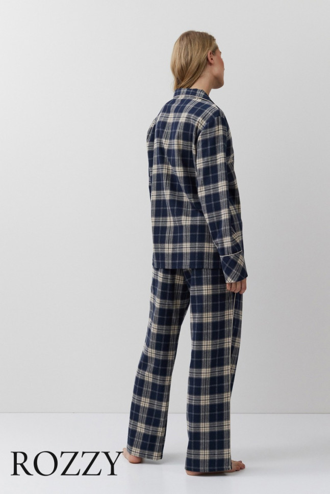 Пижама фланелевая Aruelle Laurence темно-синий/бежевый